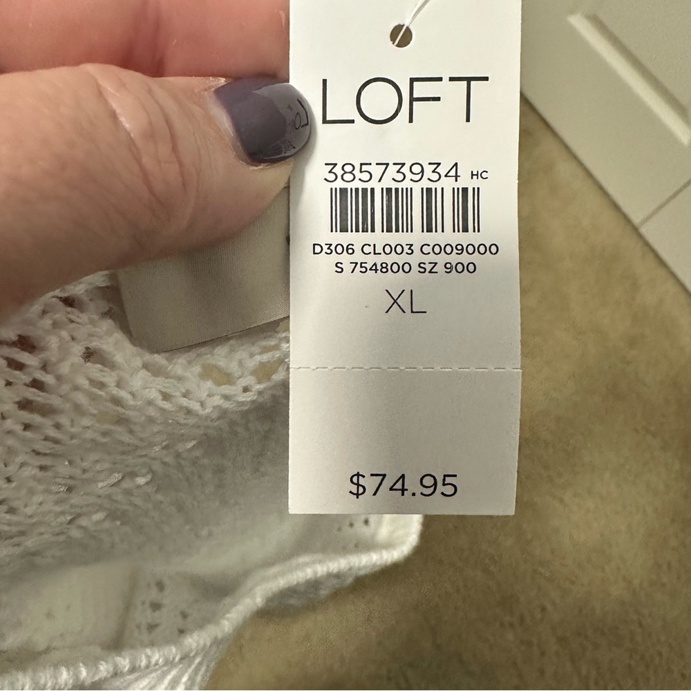 Ann Taylor LOFT Wide Sleeve Loose Knit Sweater in White Size XL NWT - Picture 4 of 10